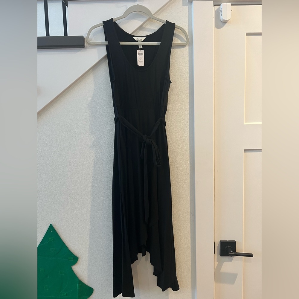 NWT Soma Black Faux Wrap Midi Dress